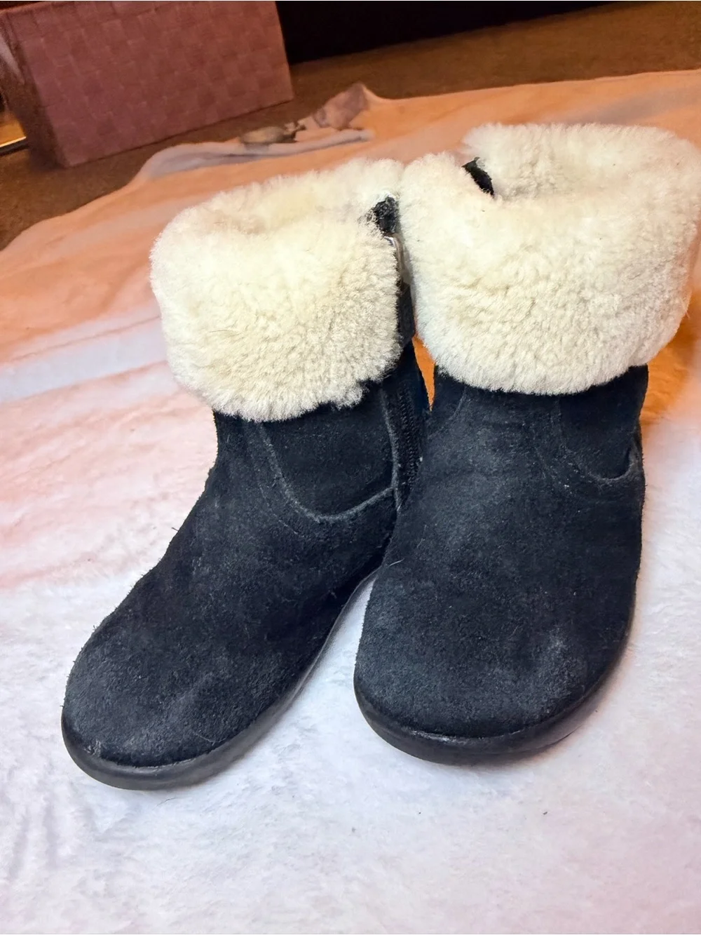 UGG Black and Cream Shearling-Lined Boot